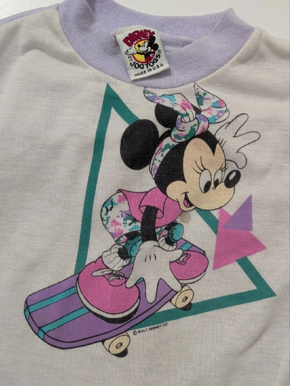 Vintage Disney Jog Togs Minnie Mouse Pastel Skateboard Raglan Pajama Set